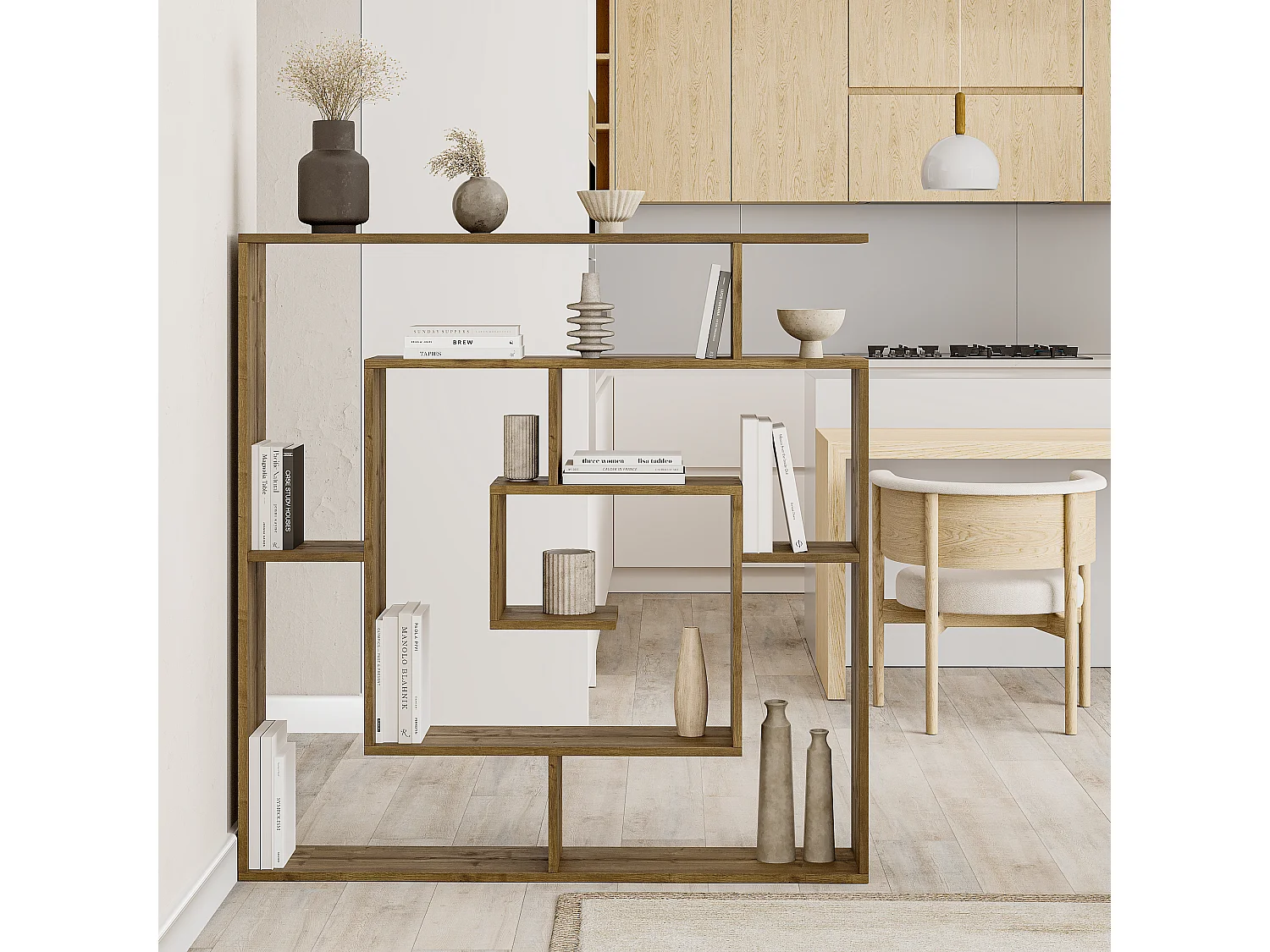 Bücherregal LABIRENT - Dunkler Eiche - 125 x 22 x 129 cm