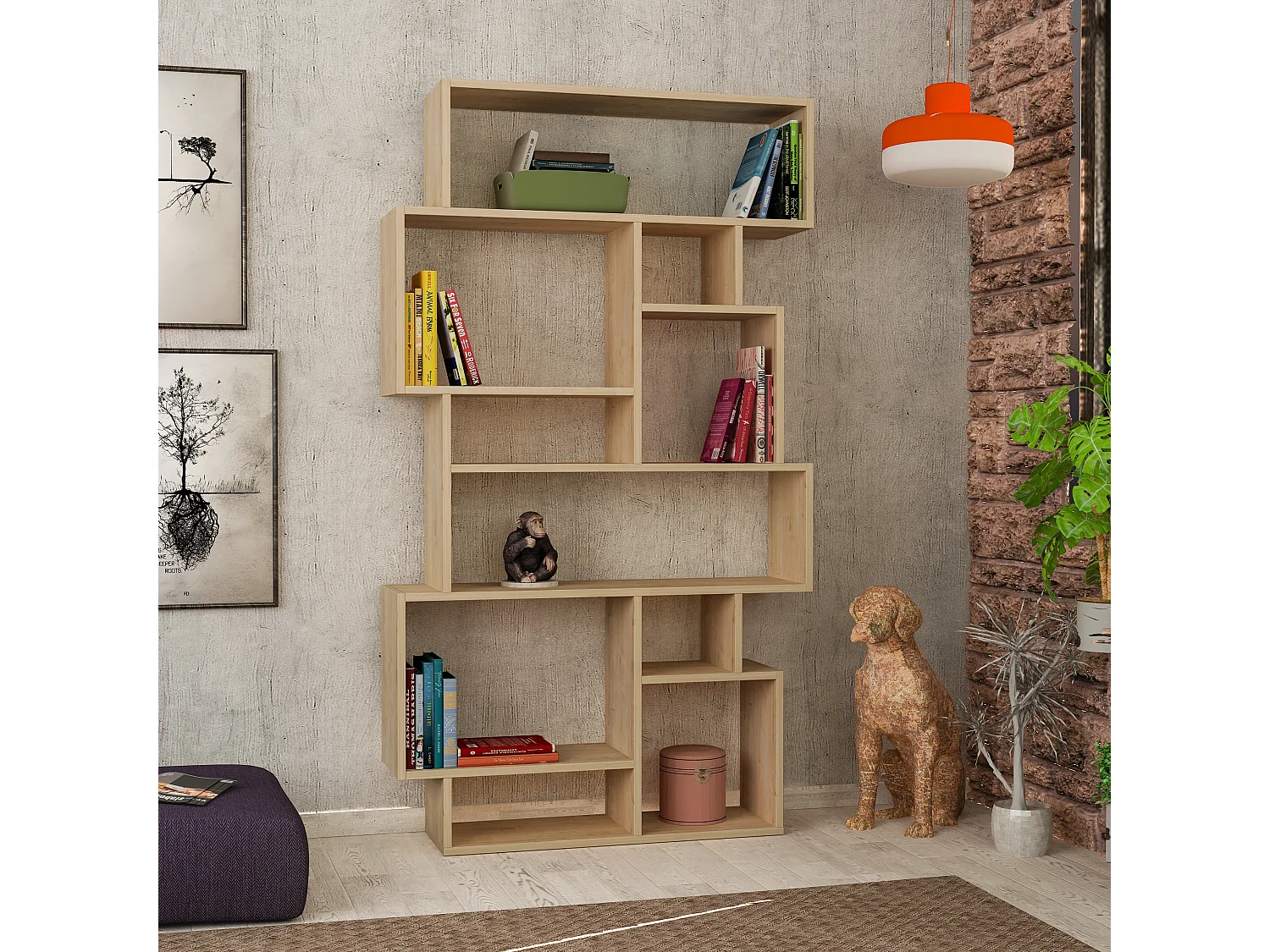 Bücherregal KARMATO -  Eiche - 96 x 25,5 x 168,5 cm