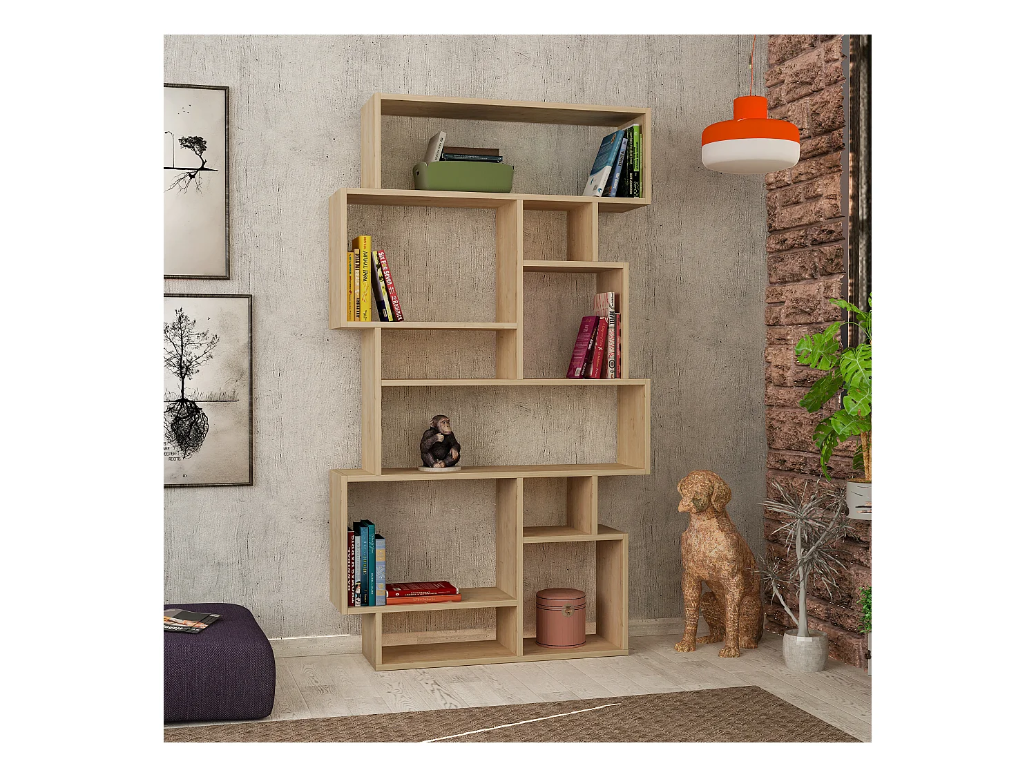Bücherregal KARMATO -  Eiche - 96 x 25,5 x 168,5 cm