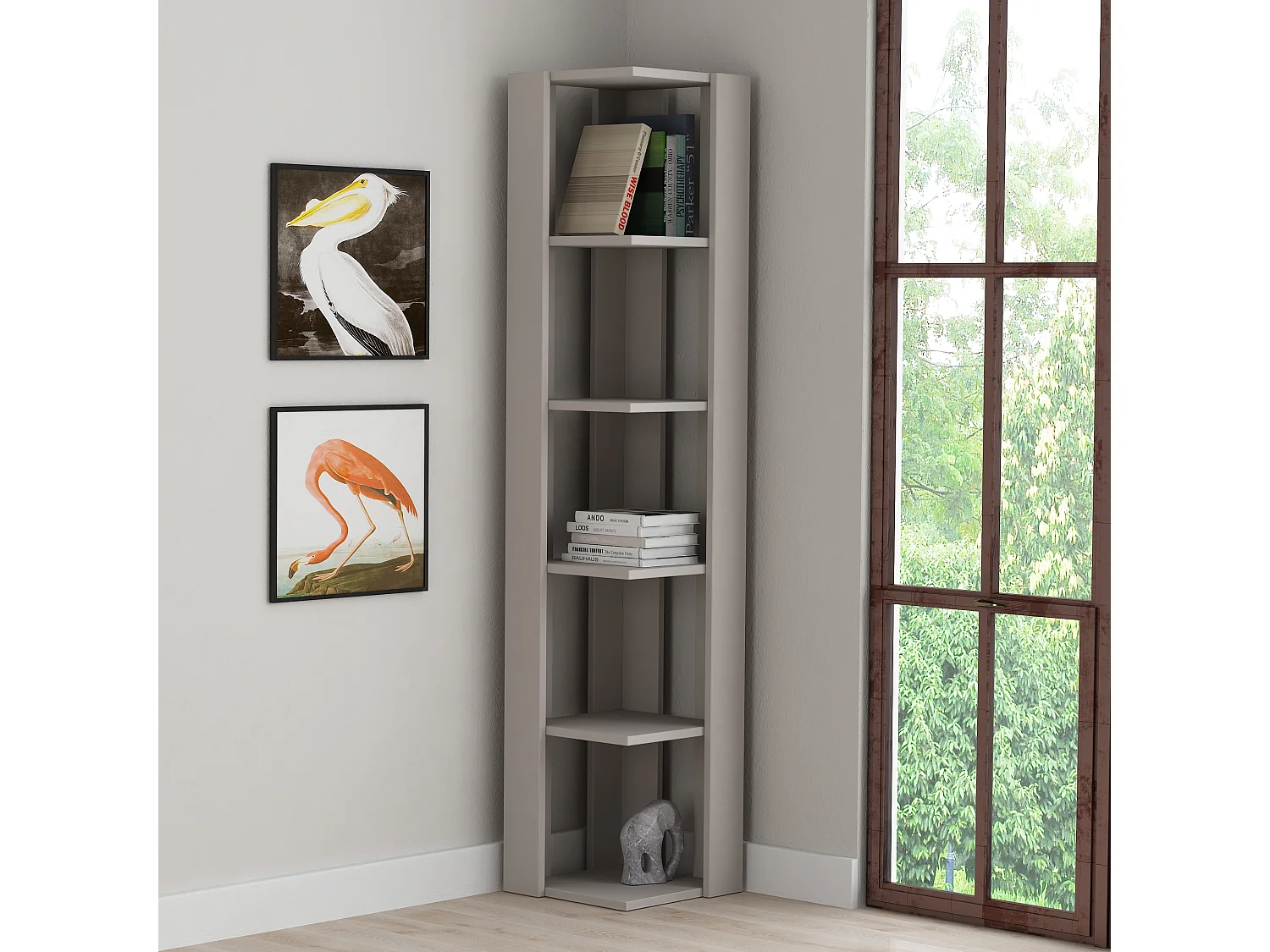 Etagère d'angle NATI beige, 32x159x32