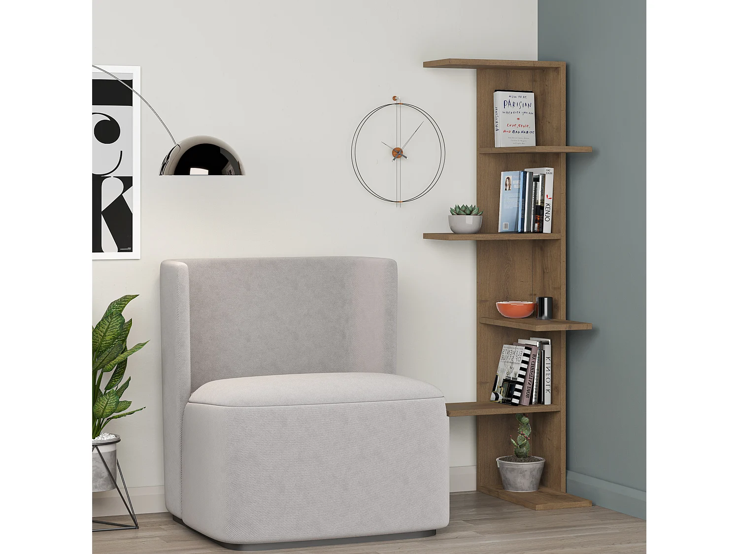 Eck-Bücherregal  SASO - 37 x 24 x 141 cm