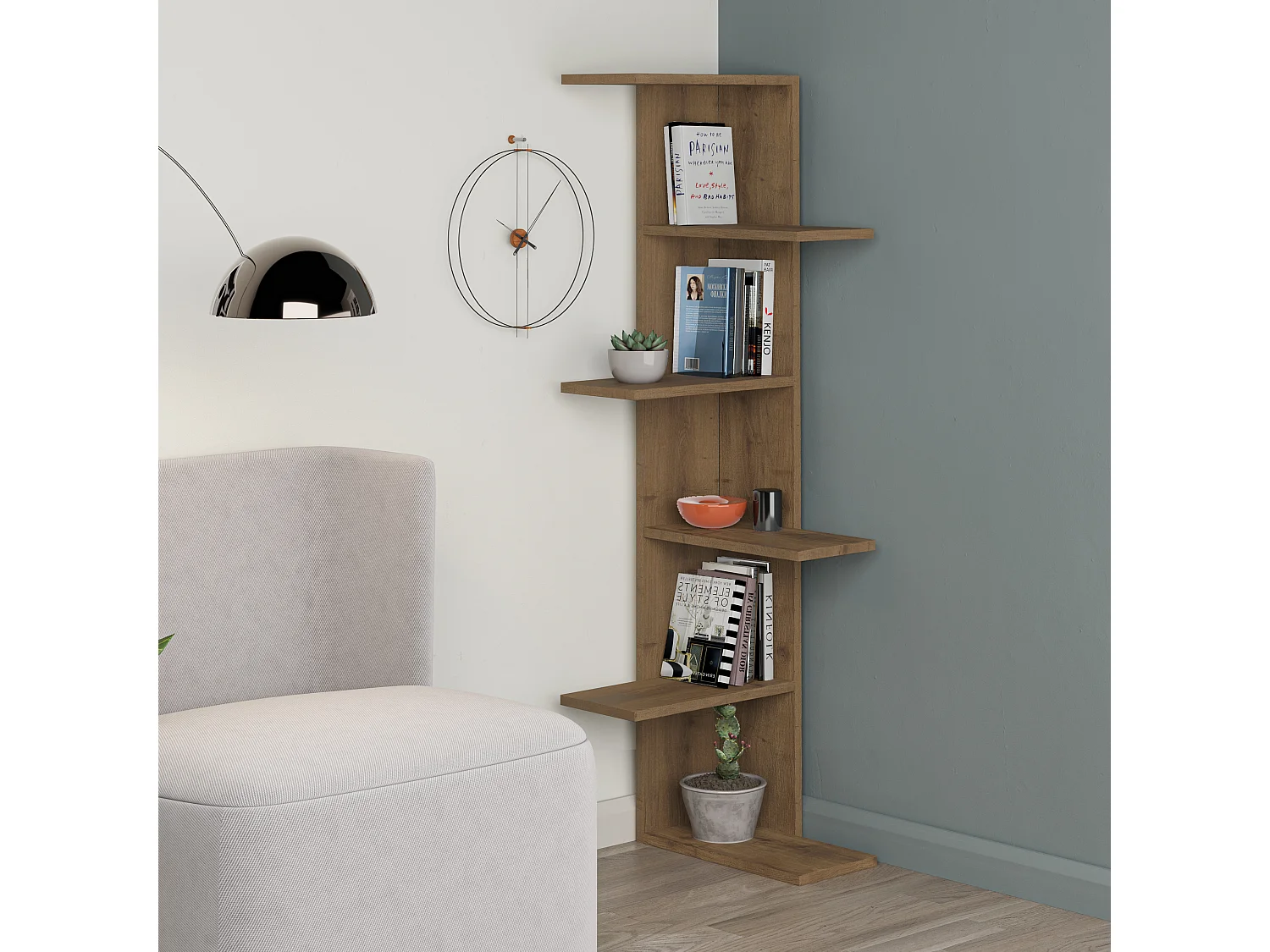 Eck-Bücherregal  SASO - 37 x 24 x 141 cm