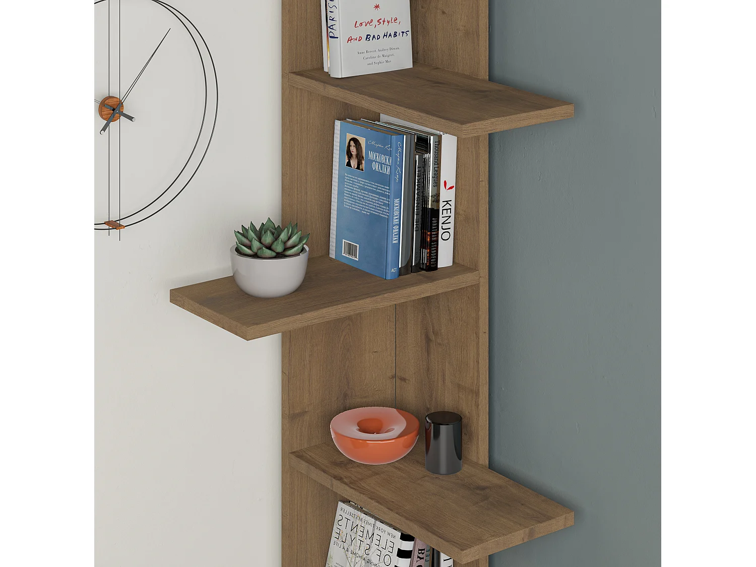 Eck-Bücherregal  SASO - 37 x 24 x 141 cm