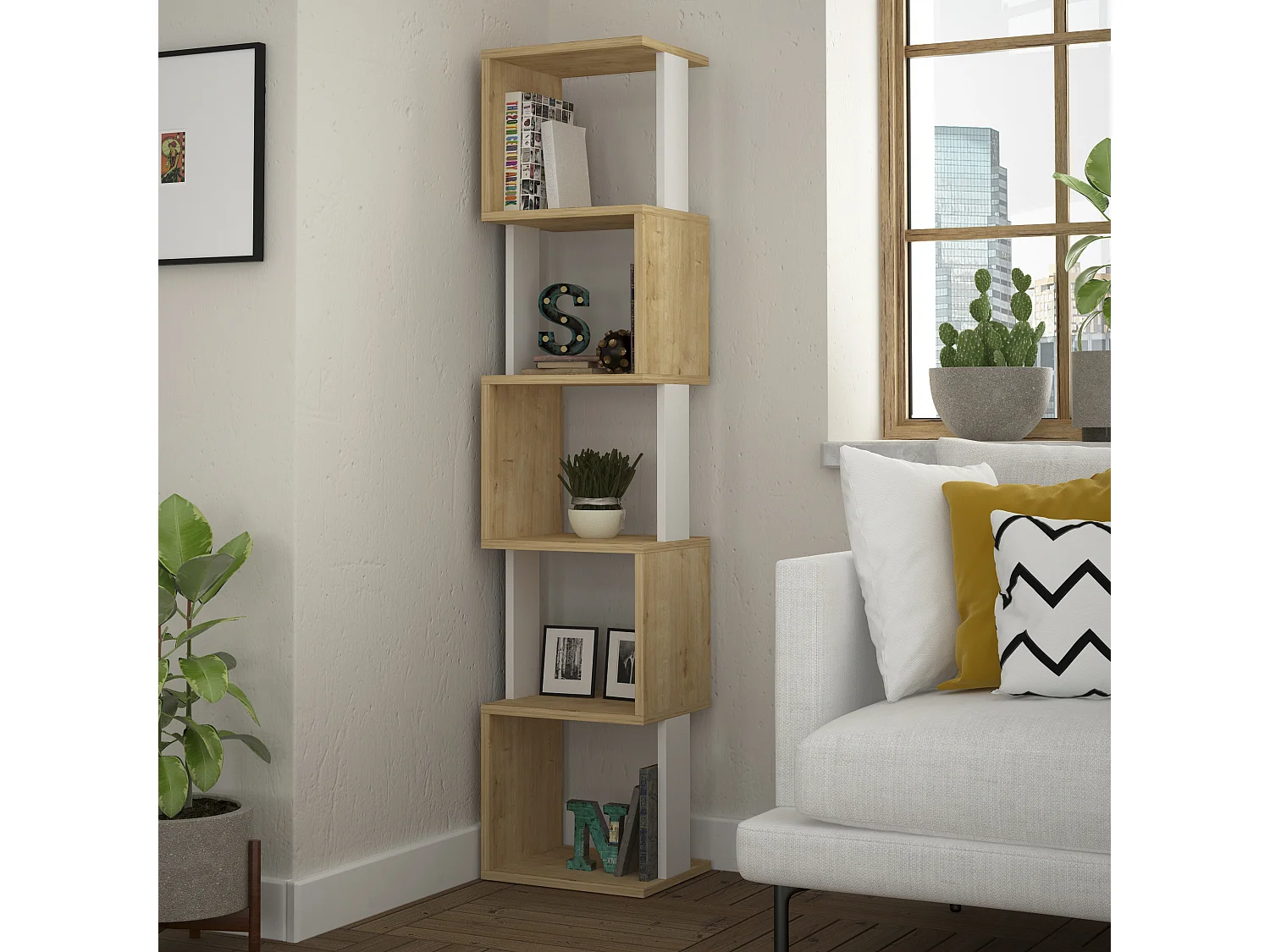 Bücherregal PIRI- Naturfarben hell, 35x161x30