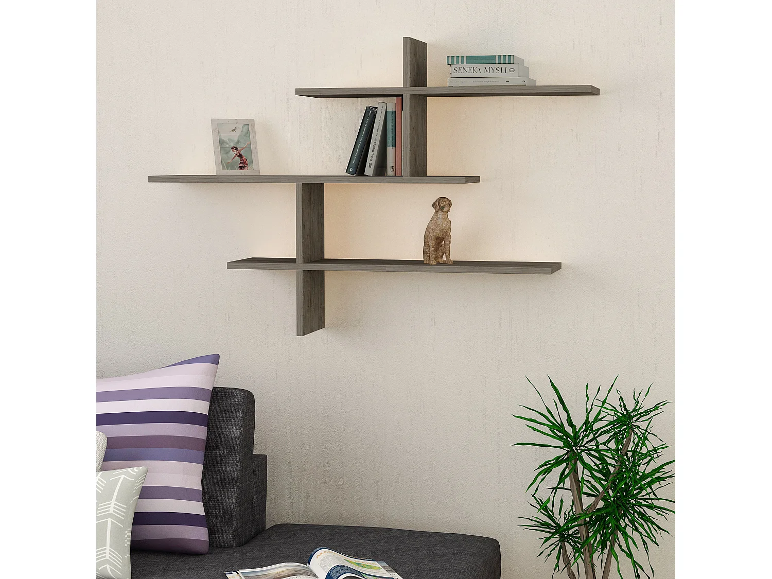 Etagère LEO - marron foncé, 123x81x22