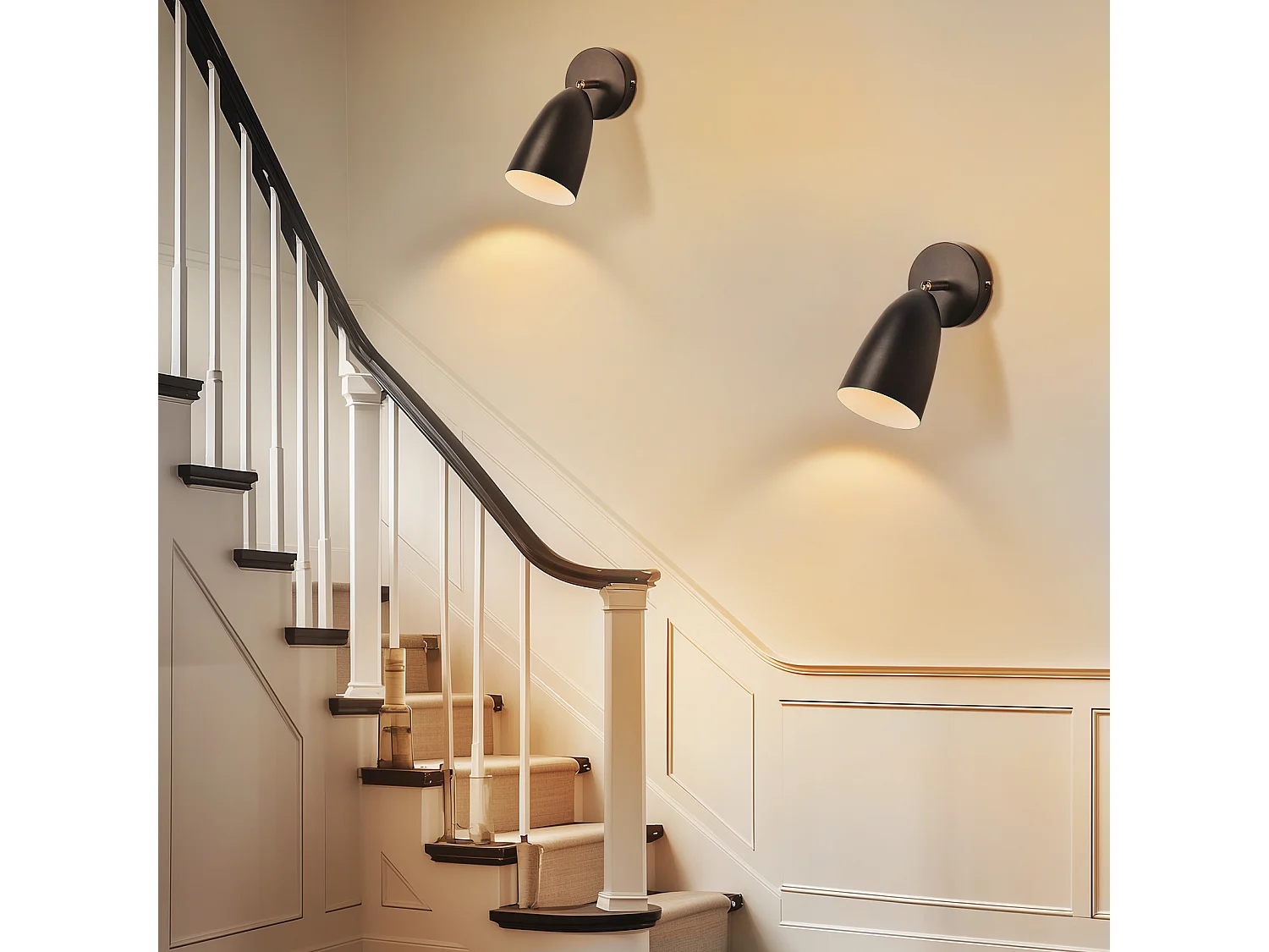 NETTLIFE 2 x Zwarte Binnenwandlamp - Vintage Wandspot Slaapkamer Retro Wandlamp GU10 Zonder Lamp