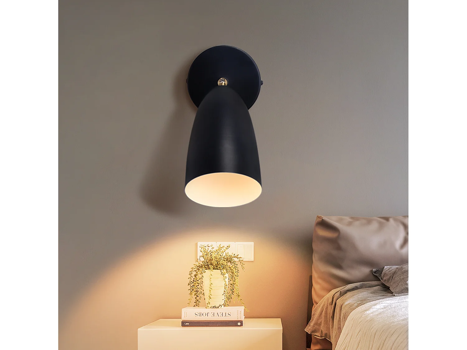 NETTLIFE 2 x Applique murale d'intérieur noire - spot mural vintage chambre applique rétro GU10Sans ampoule