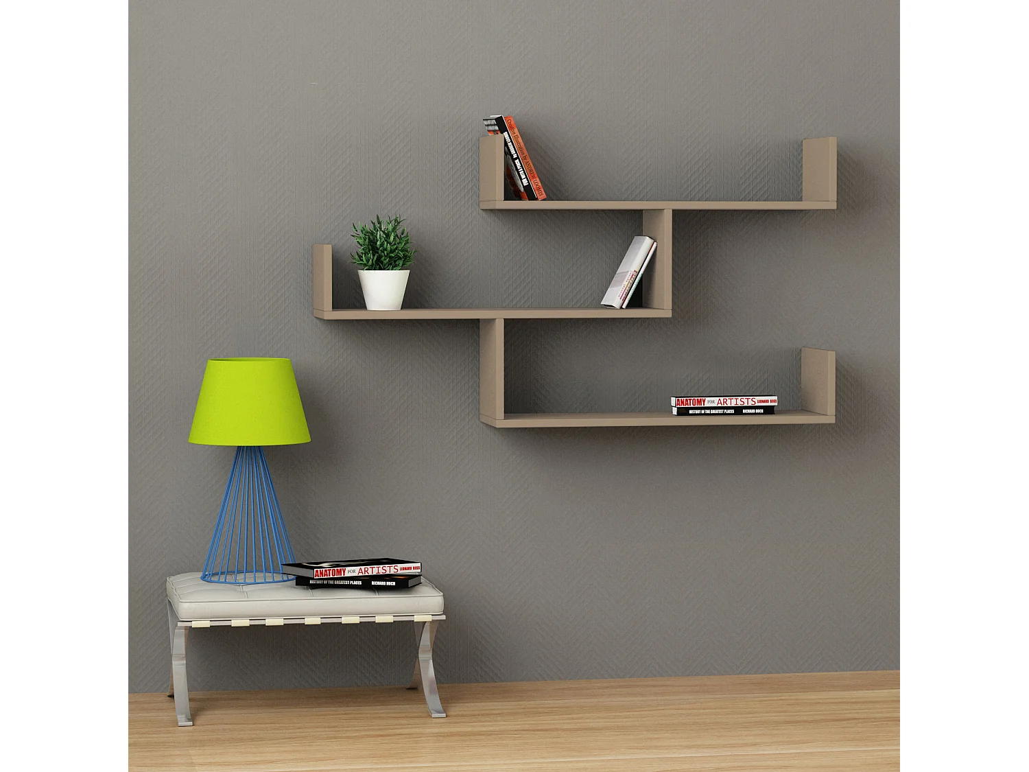 Etagère murale TIBET beige, 120x67x22