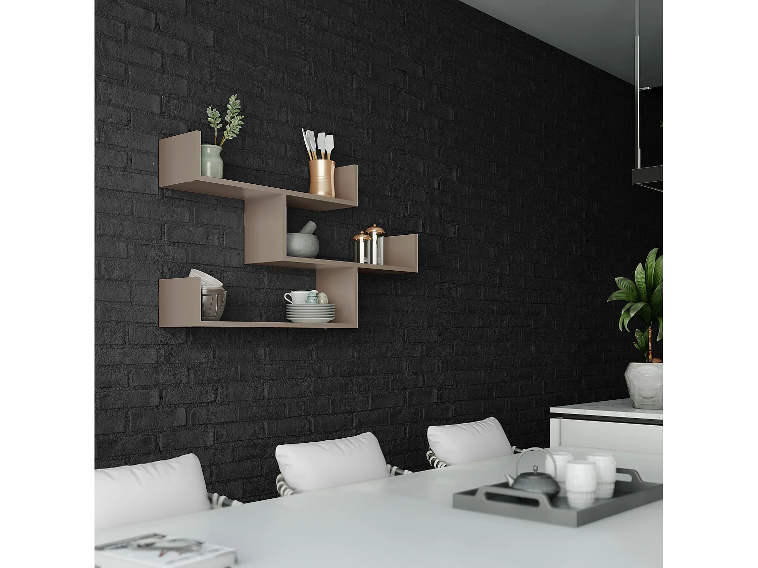 Etagère murale TIBET beige, 120x67x22