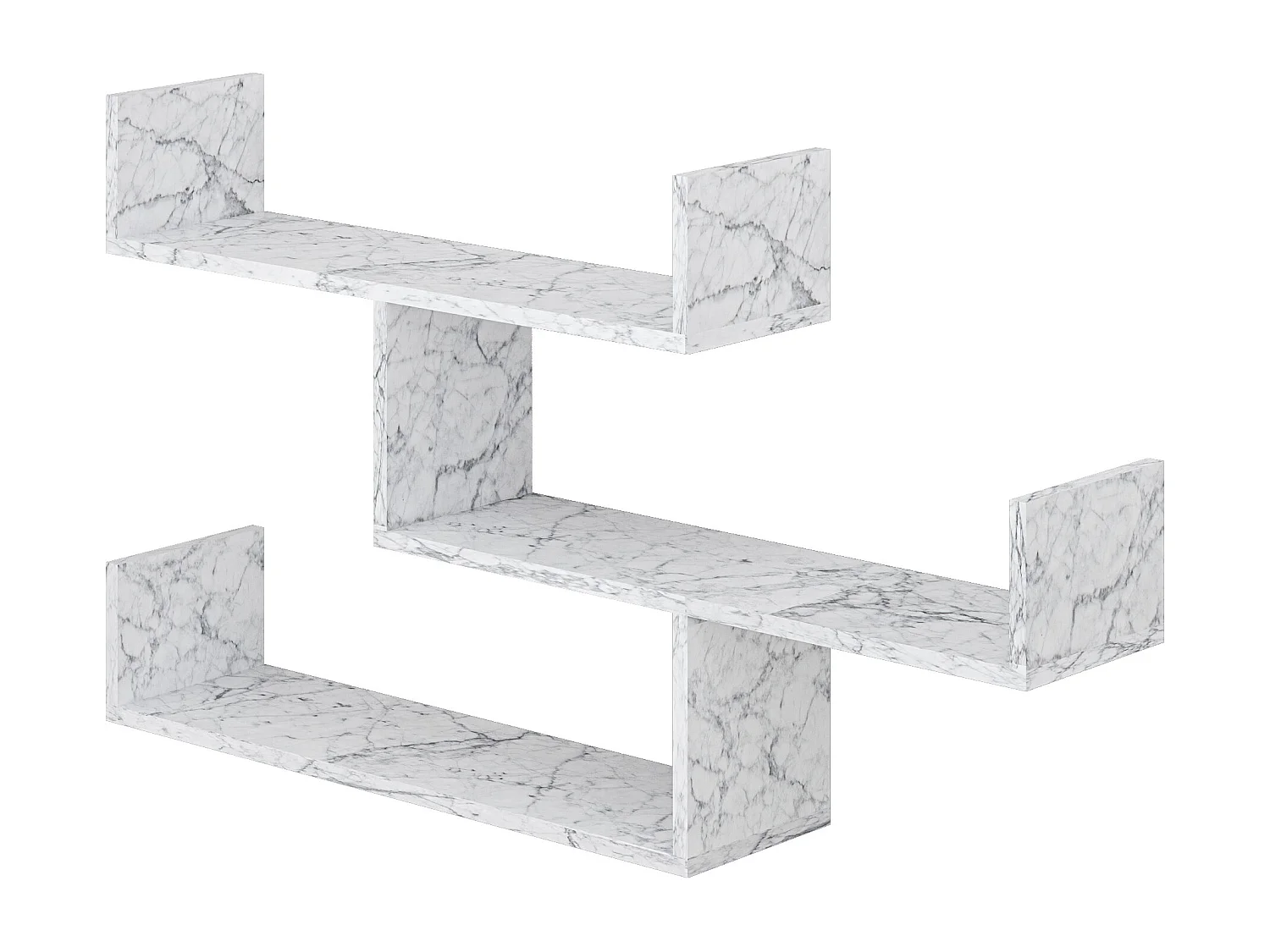 Decortie Effet Marbre Blanc 22x119x66.5cm Étagère murale flottante à 3 niveaux en aggloméré Unité de présentation Tibet