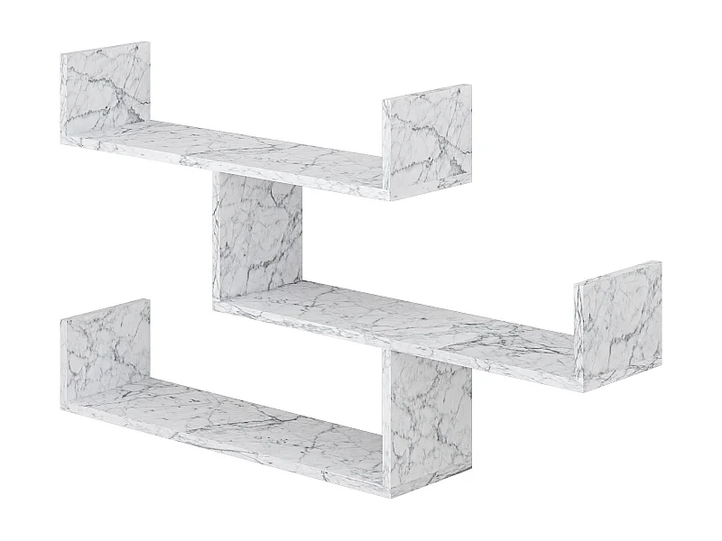 Decortie Effet Marbre Blanc 22x119x66.5cm Étagère murale flottante à 3 niveaux en aggloméré Unité de présentation Tibet