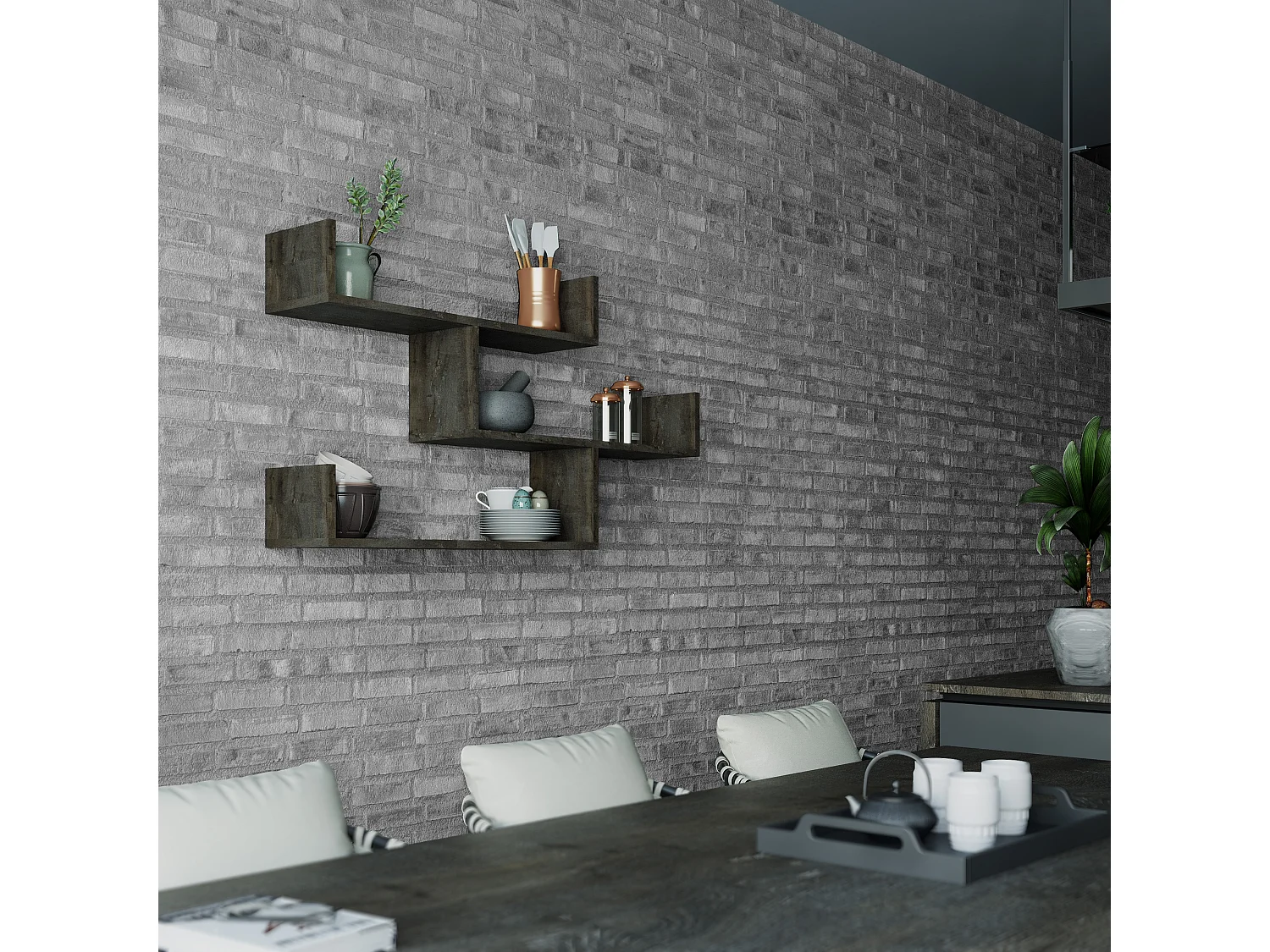 Etagère murale TIBET-marron foncé, 120x67x22