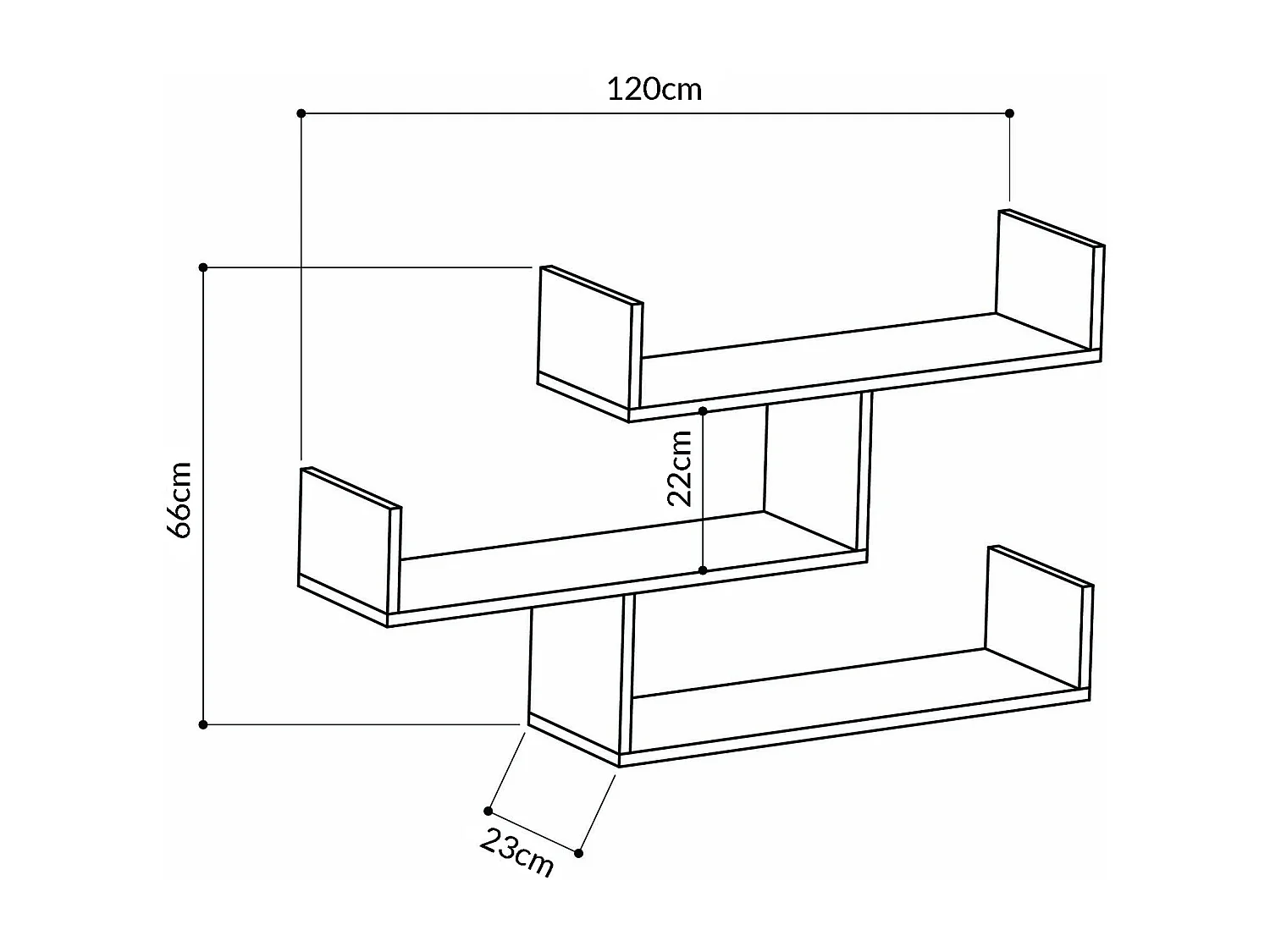 Etagère murale TIBET-marron foncé, 120x67x22
