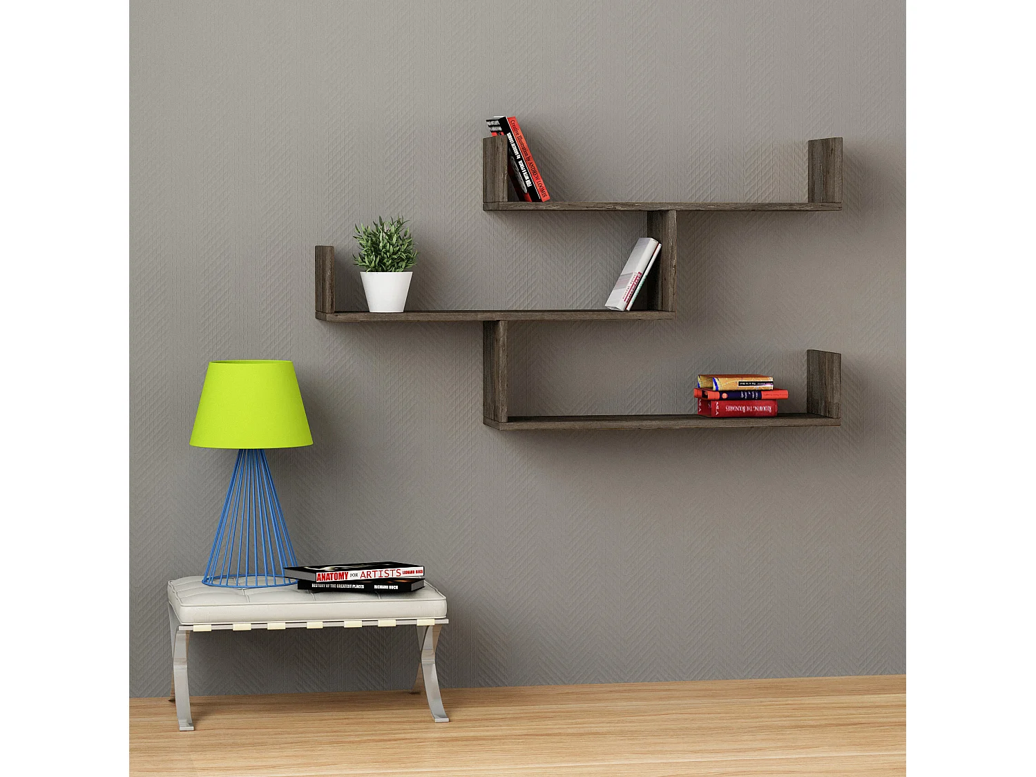 Etagère murale TIBET-marron foncé, 120x67x22