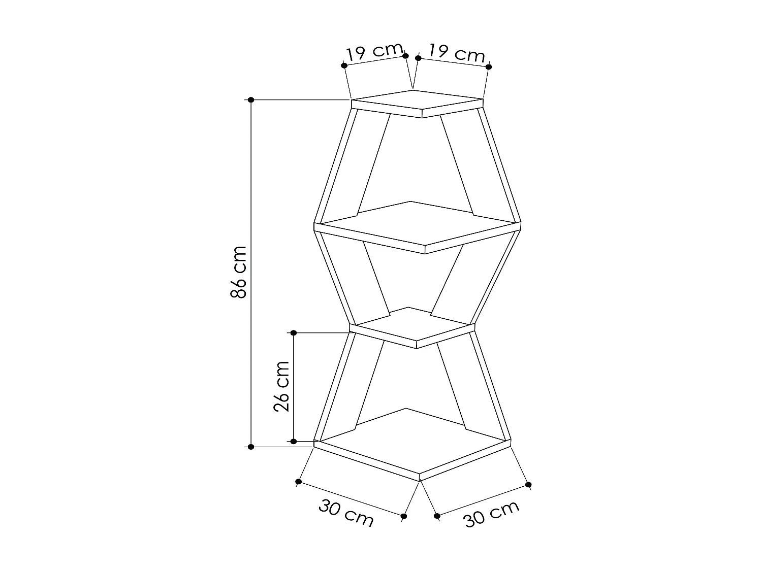 Eck-Bücherregal SABLOR -  Altweiß - 30 x 30 x 86 cm