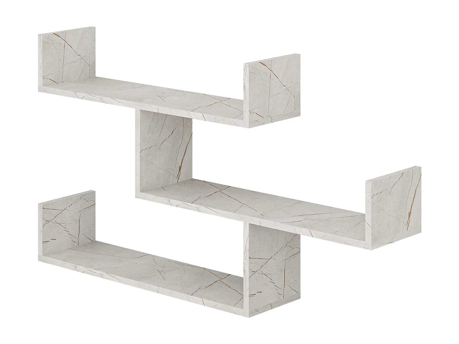 Decortie Effet Marbre Doré 22x119x66.5cm Étagère murale flottante à 3 niveaux en aggloméré Unité de présentation Tibet