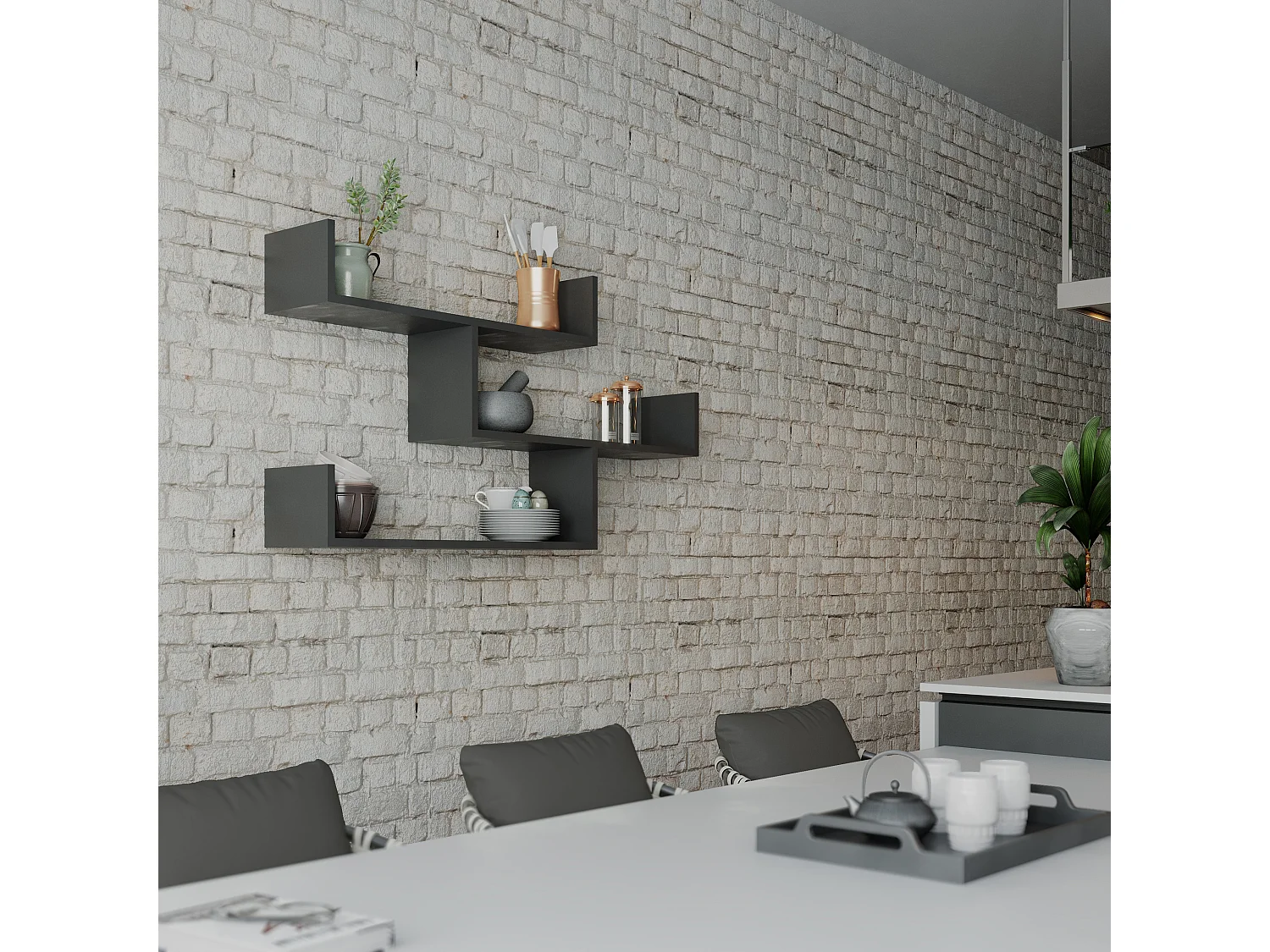 Etagère murale TIBET anthracite, 120x67x22