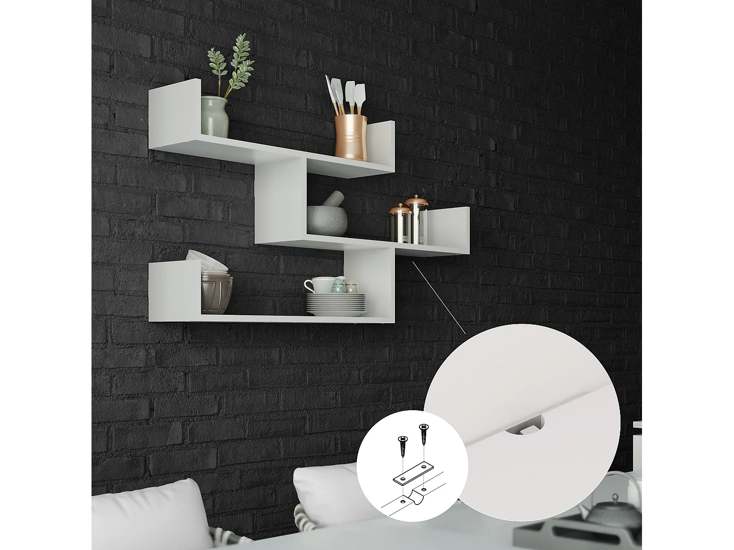 Etagère murale TIBET anthracite, 120x67x22