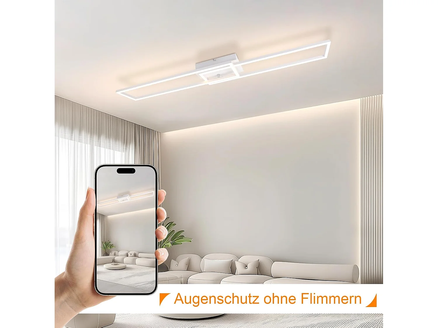 NETTLIFE Lampa Sufitowa LED Biała Nowoczesna Rama 32W 3000K