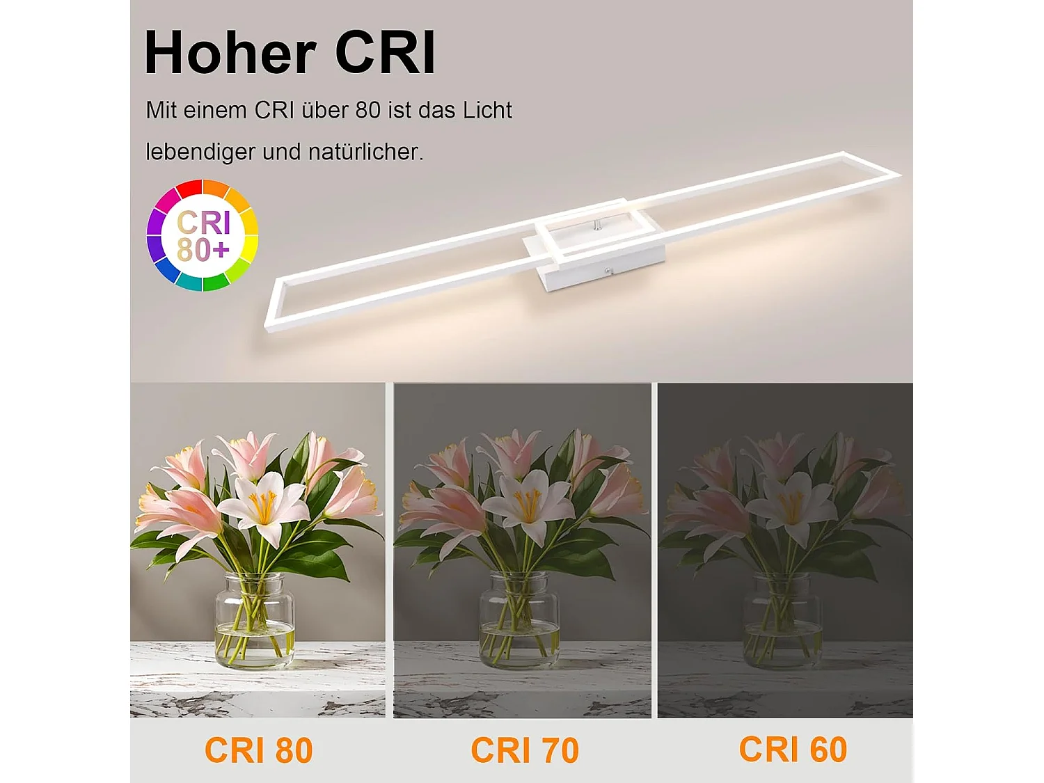 NETTLIFE Plafonnier LED Blanc Cadre Moderne 32W 3000K