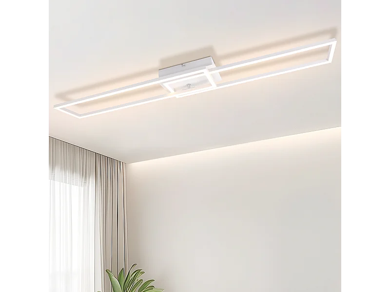 NETTLIFE Plafondlamp LED - wit - 2 Lichts - rechthoekig - 3000K Warm wit Licht - modern Woonkamerlamp 102.5cm - voor Slaapkamer | Keuken | Gang - 32W