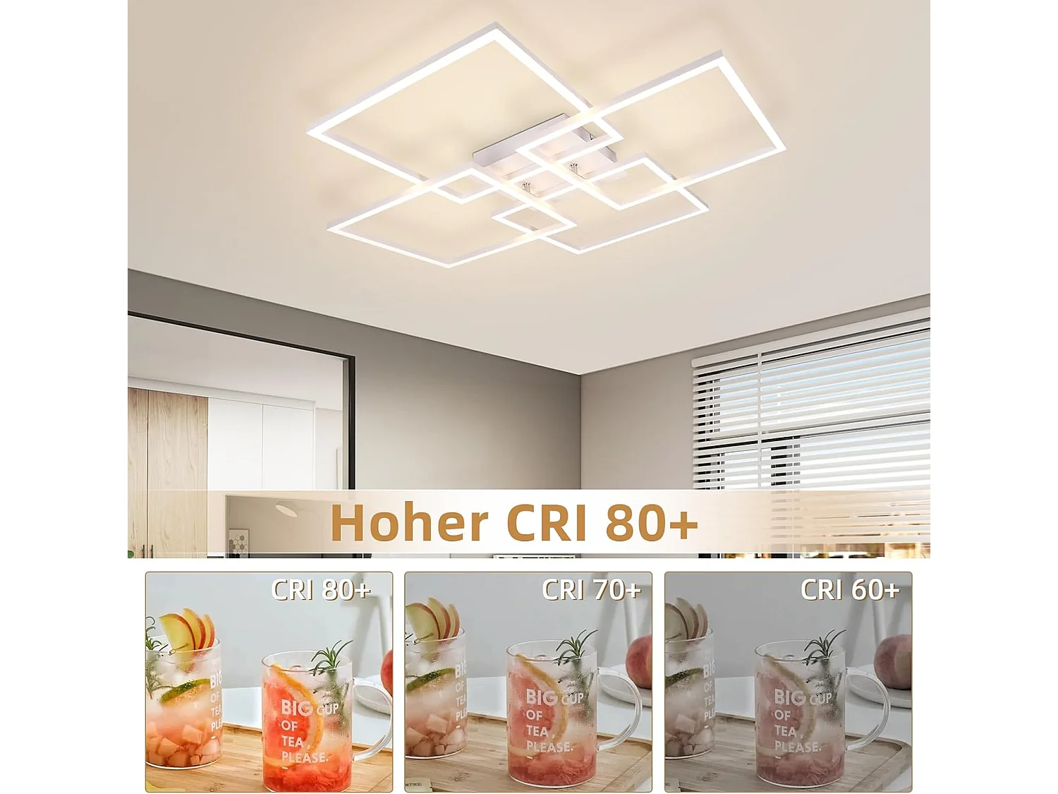 NETTLIFE Lampa sufitowa LED 4 nowoczesna biała 32W 3000K