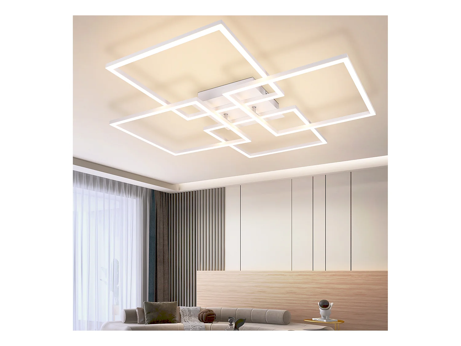 NETTLIFE Plafondlamp LED - Vierkant - 4 Lichts - Wit - 3000K Warm wit Licht - Modern Plafondlamp 72cm - voor Woonkamer | Keuken | Slaapkamer - 32W