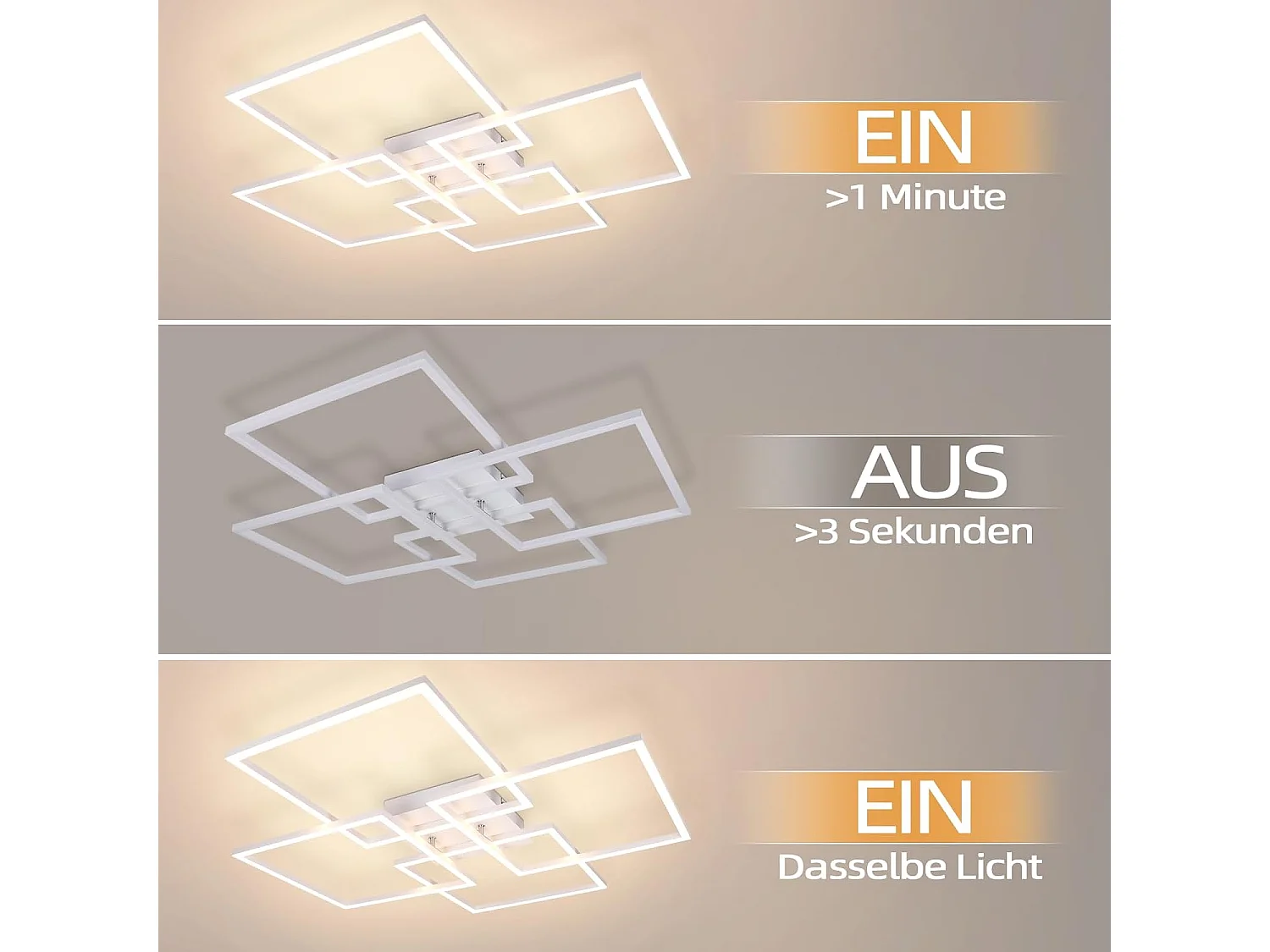 NETTLIFE plafonnier LED 4 blanc moderne 32W 3000K