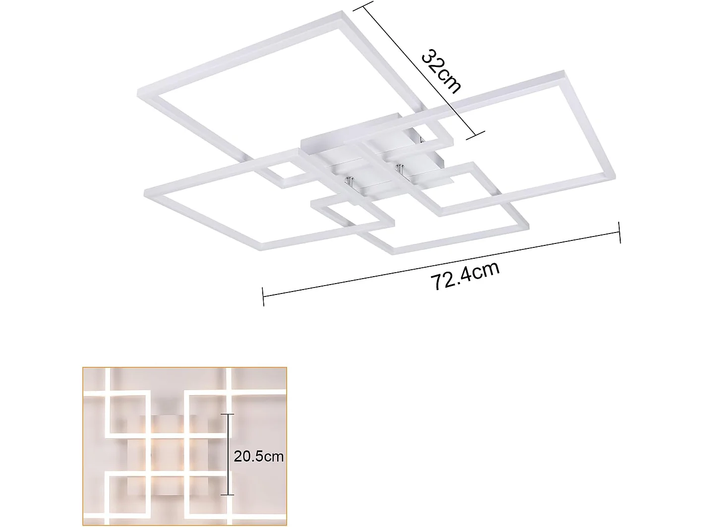 NETTLIFE plafonnier LED 4 blanc moderne 32W 3000K