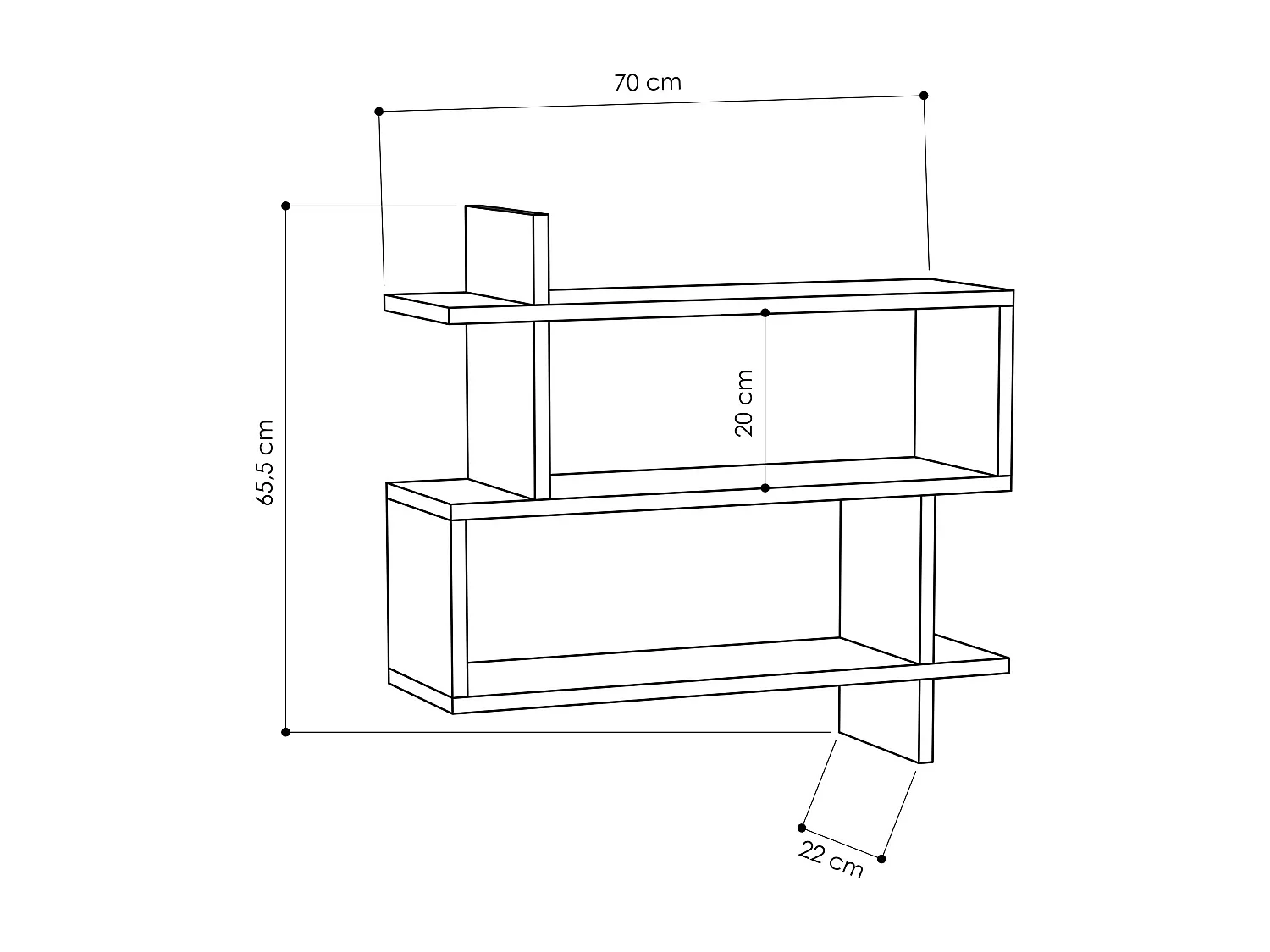 Regal PARALEL - Anthrazit, 70x65x22