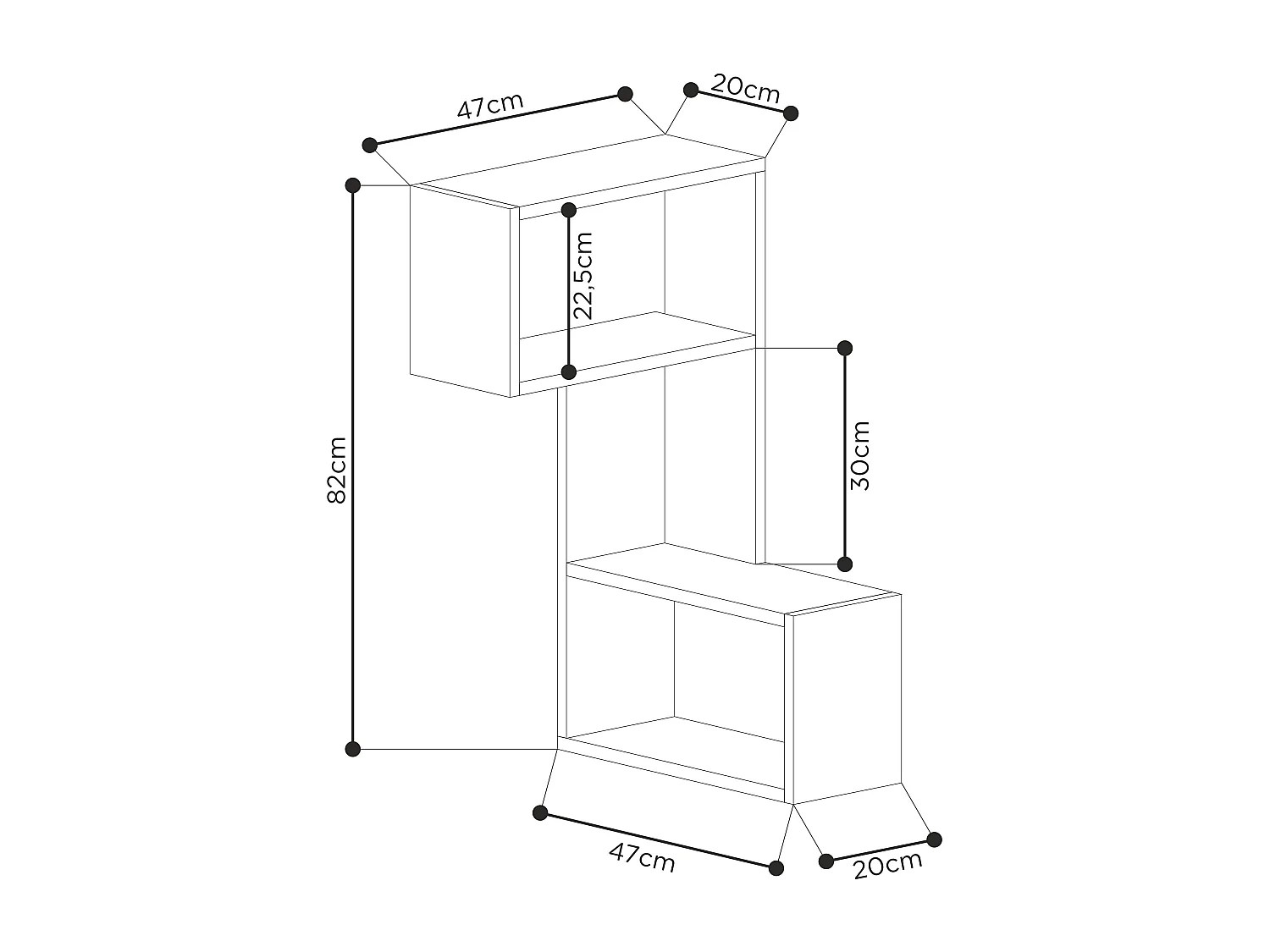 Scaffale PART - Bianco, 67x82x47