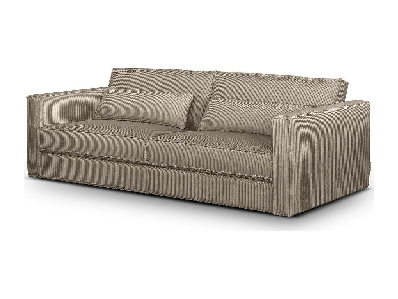 Canapé 3 places en velours côtelé taupe - Oria