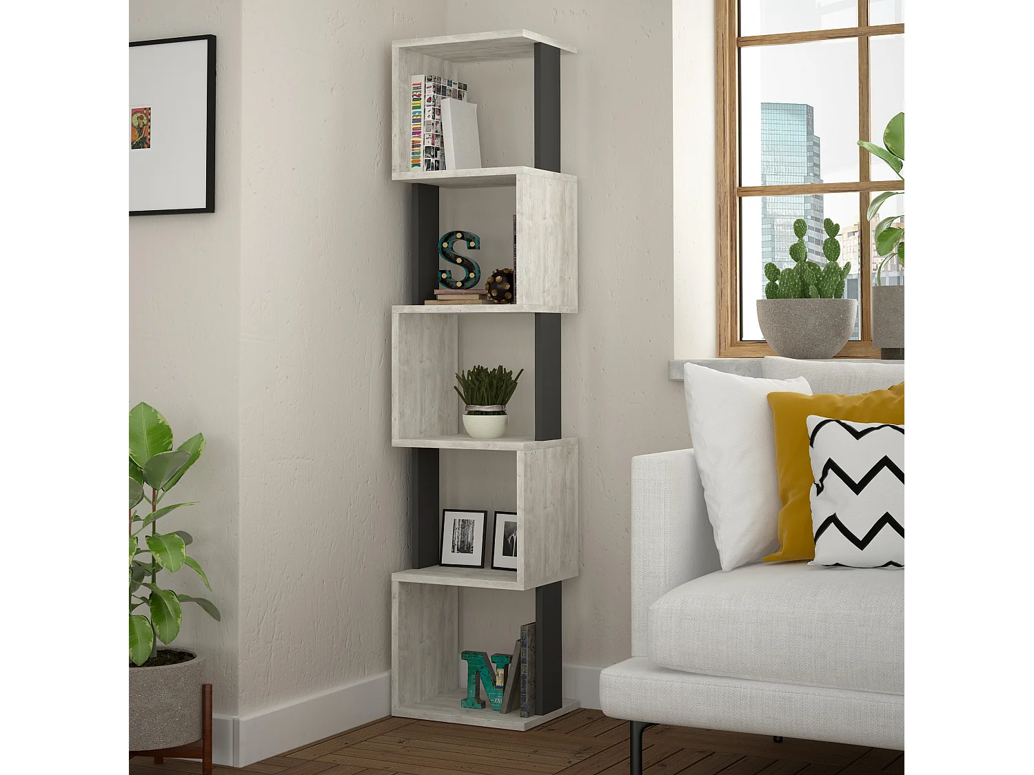 Bücherregal PIRI- Naturfarben hell, 35x161x30