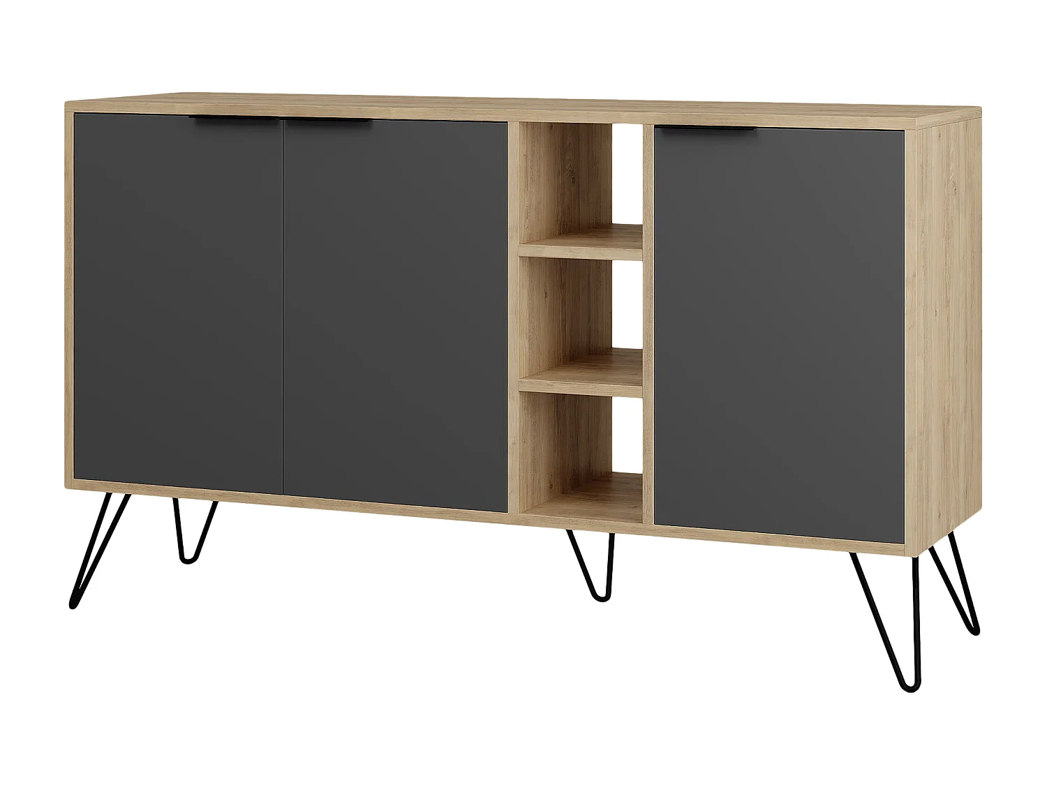 Kommode CLARA - Eiche- Anthrazit Grau - 142 x 35,6 x 83 cm