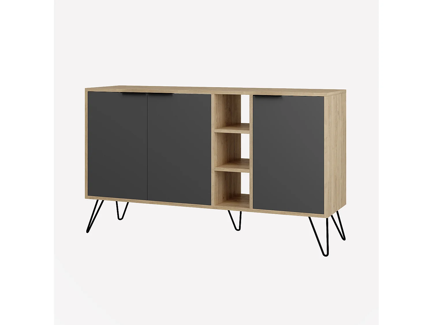 Kommode CLARA - Eiche- Anthrazit Grau - 142 x 35,6 x 83 cm