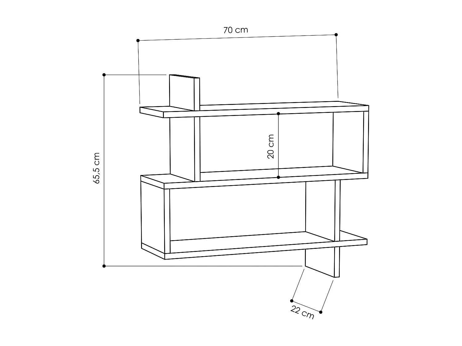 Mensola PARALEL - rovere chiaro, 70x65x22