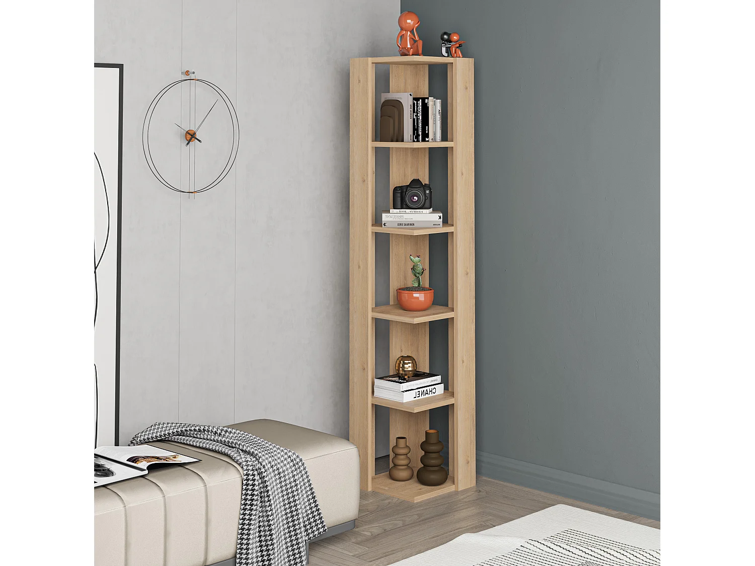 Eck-Bücherregal NATI - Eiche - 34 x 34 x 161 cm