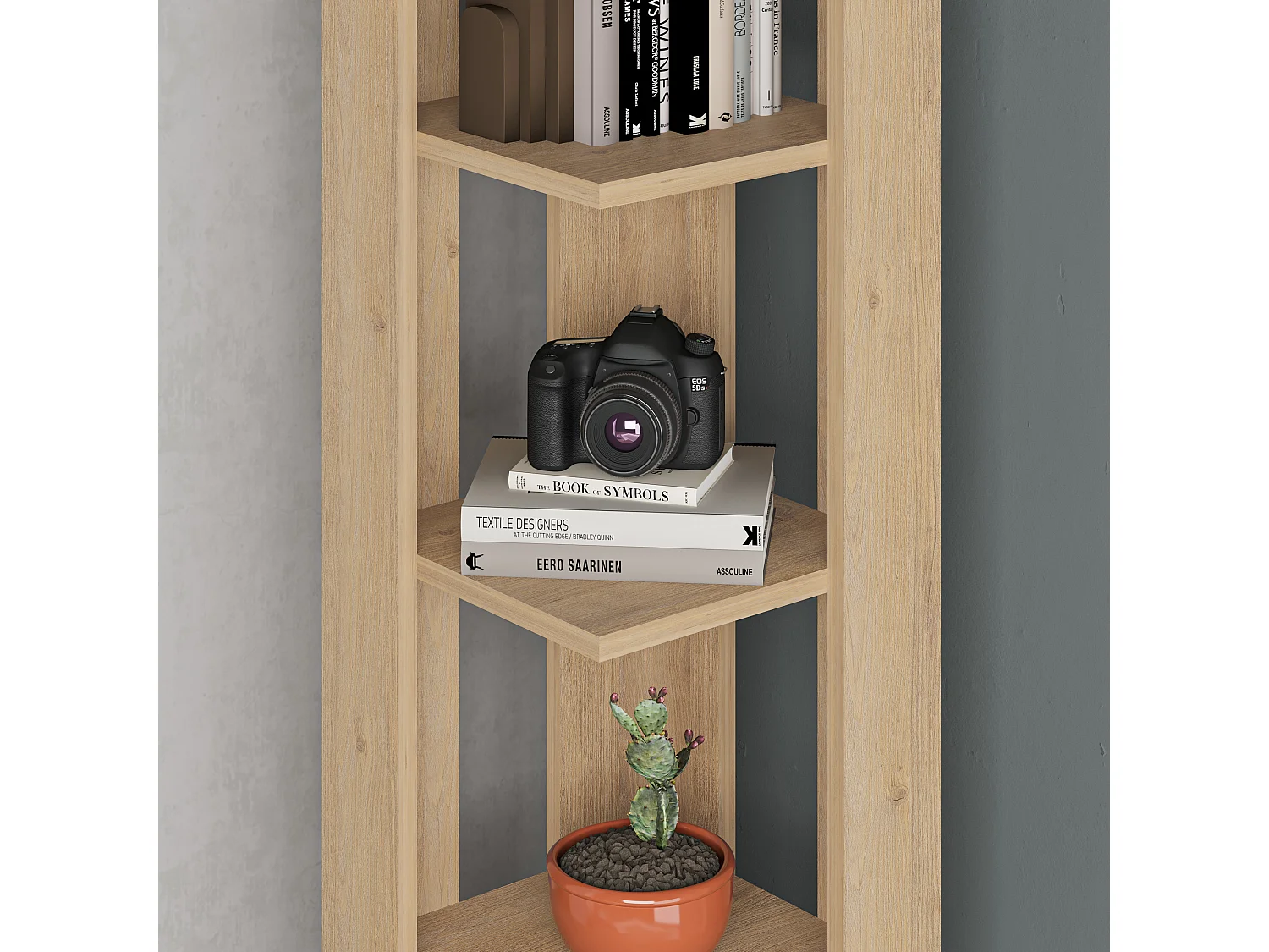 Eck-Bücherregal NATI - Eiche - 34 x 34 x 161 cm