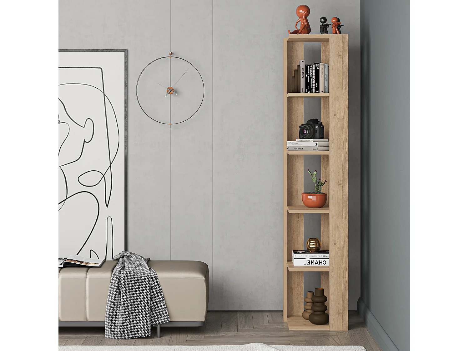 Eck-Bücherregal NATI - Eiche - 34 x 34 x 161 cm