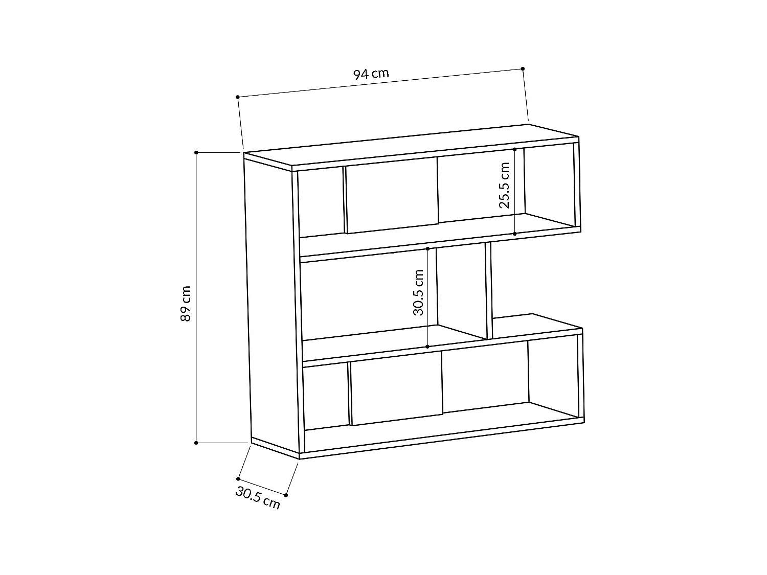 Bücherregal MOLLY- Weiß, 94x89x30