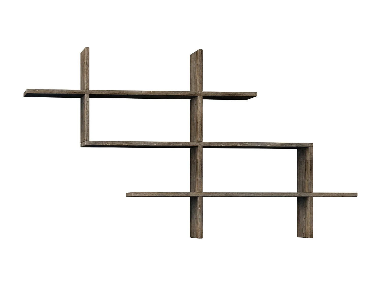 Decortie Café Foncé 22x150x82cm Étagère murale flottante à 3 niveaux, panneau de particules Unité d'affichage Halic