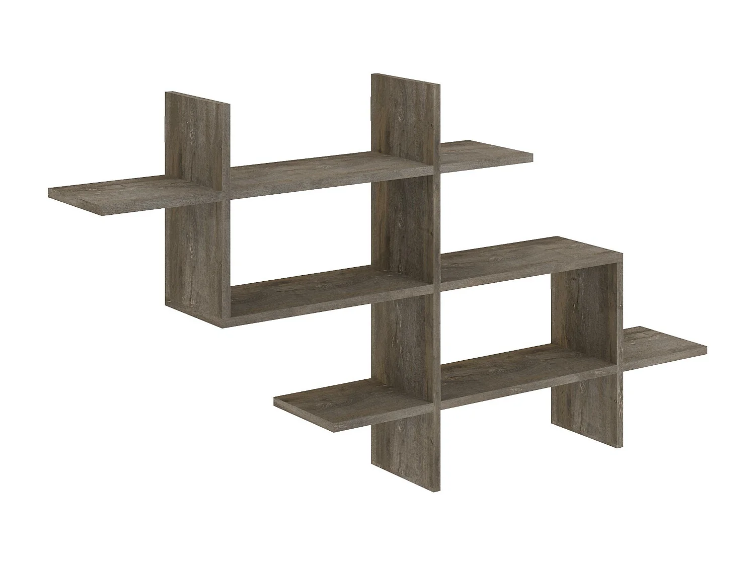 Decortie Café Foncé 22x150x82cm Étagère murale flottante à 3 niveaux, panneau de particules Unité d'affichage Halic