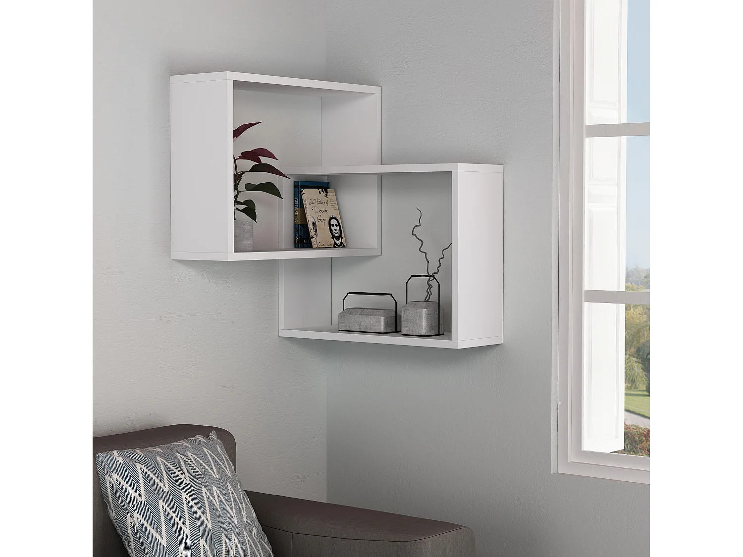 Wandplank RING-Wit, 60 x 20 x 68 cm