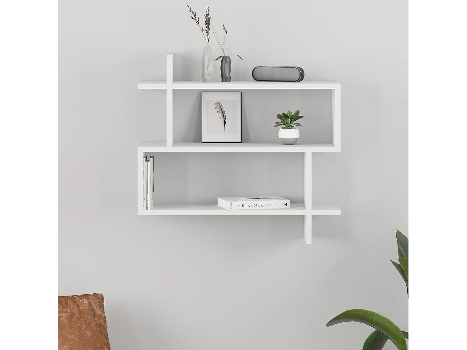 Mensola PARALEL - bianco, 70x65x22