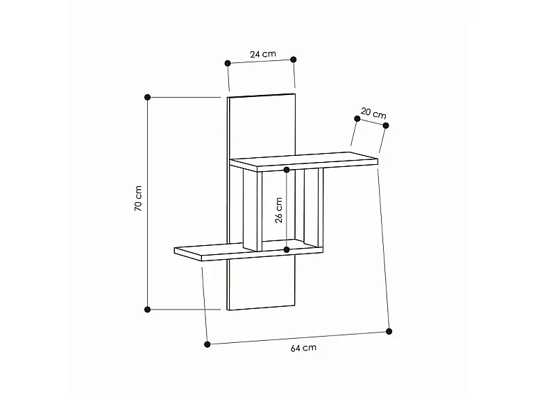 Scaffale MILL - bianco, 64x70x20