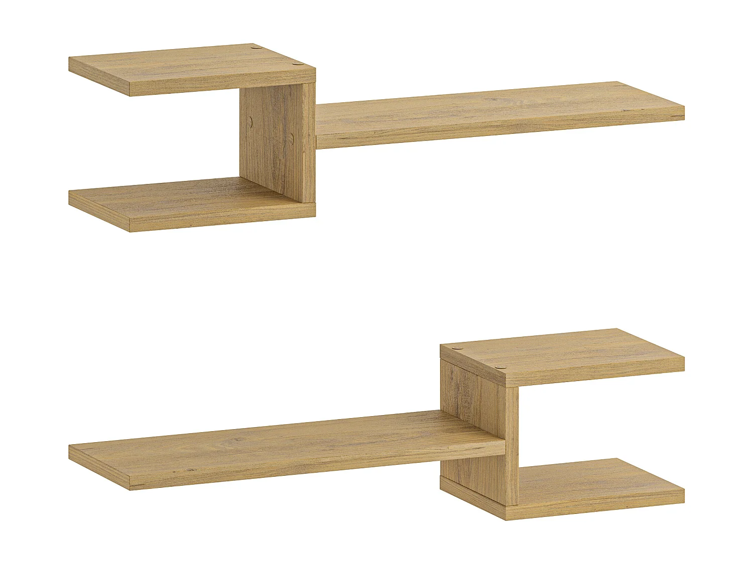 Decortie Chêne 19.6x75x18.2cm Étagère Murale Flottante avec 2 Pièces Aggloméré Unité d'affichage Fork