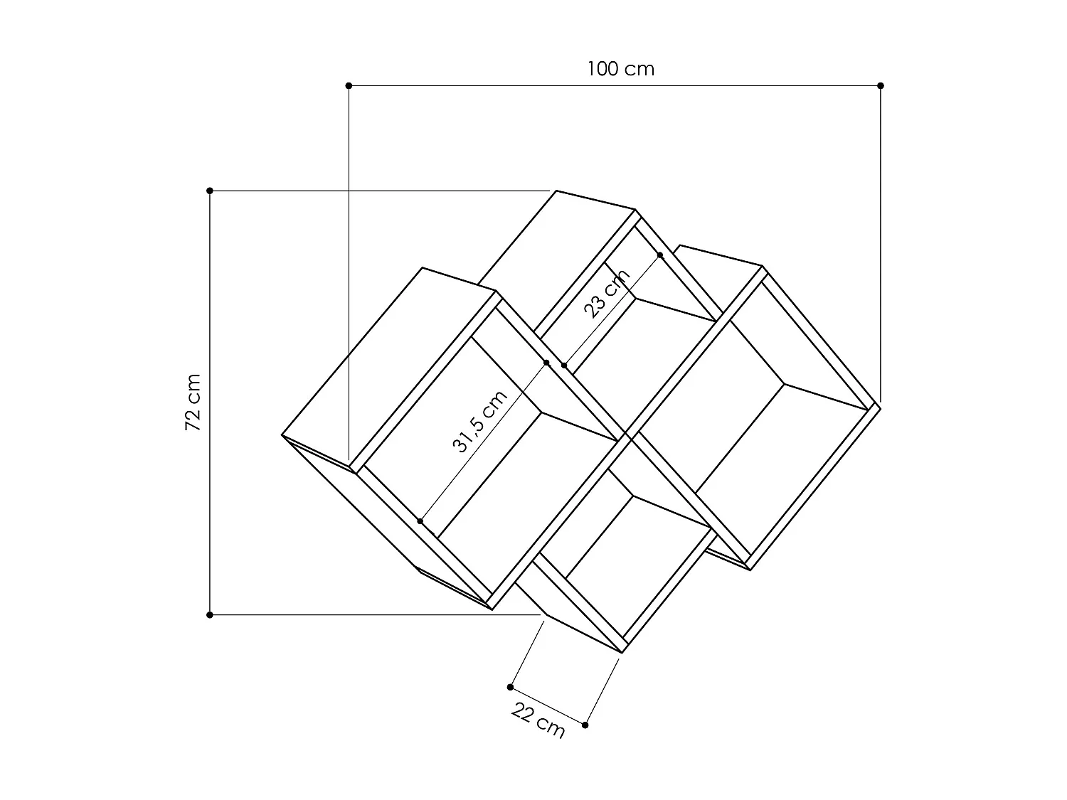 Mensola OYO - antracite, 100x72x22