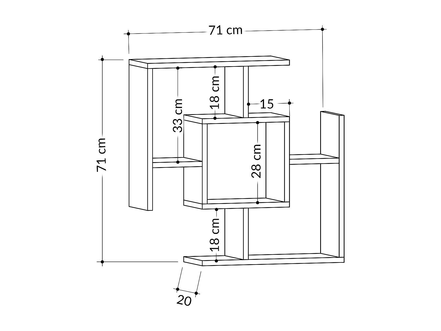 Etagère PARANTEZ - Blanc, 72x72x20