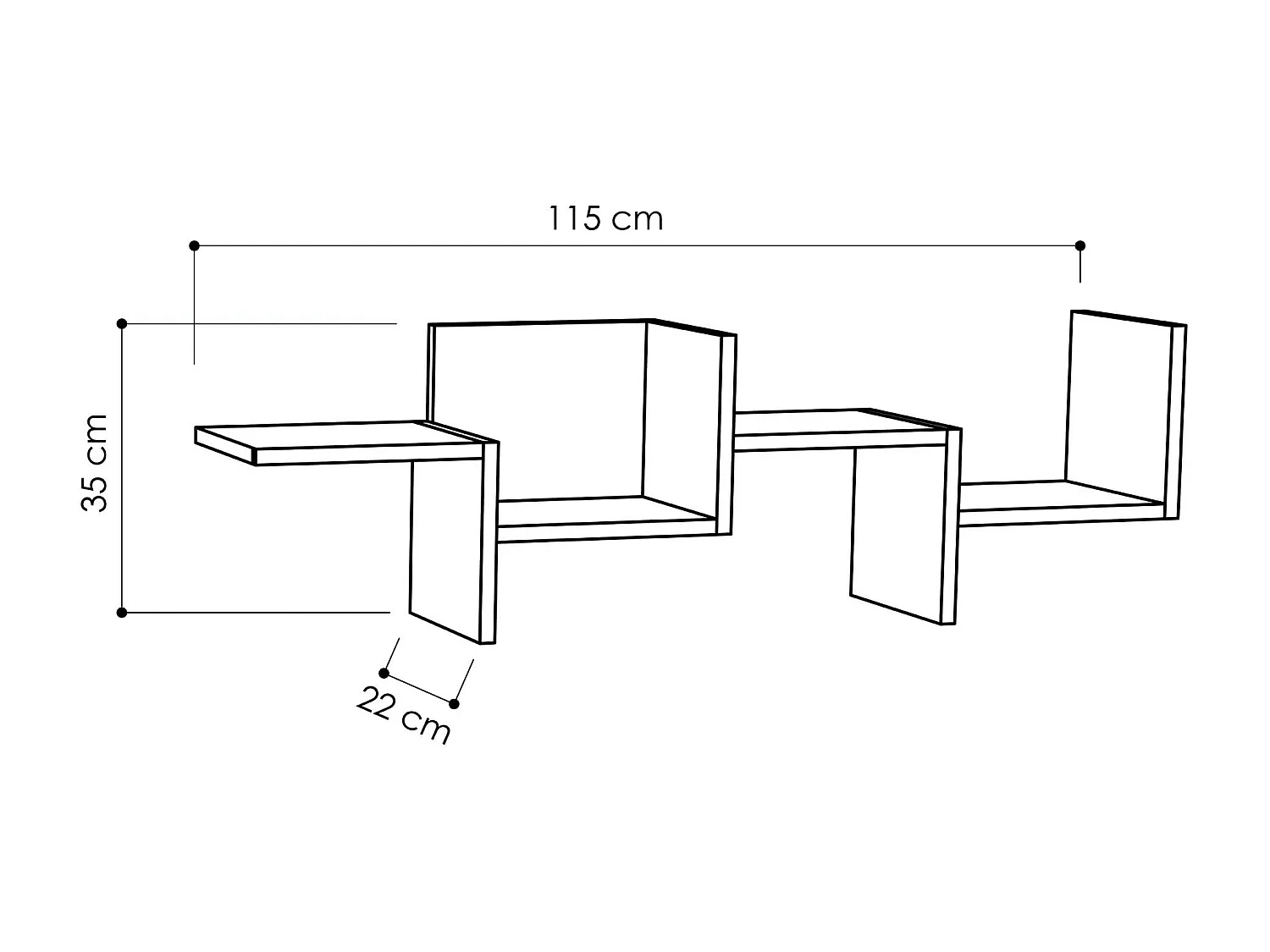 Scaffale RAKO - bianco, 115x34x22