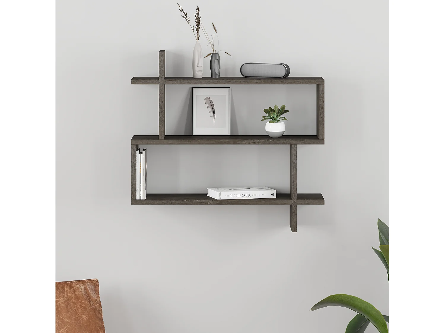 Mensola PARALEL - marrone scuro, 70x65x22